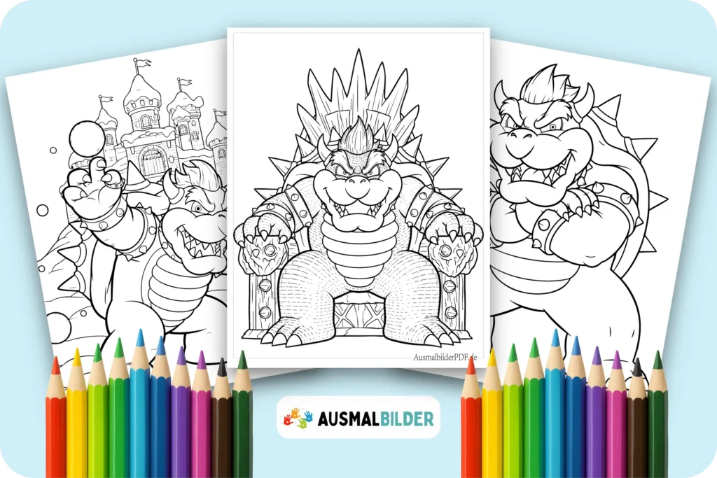 Super Mario Bowser Ausmalbilder kostenlose zum Ausdrucken für Kinder jeden Alters