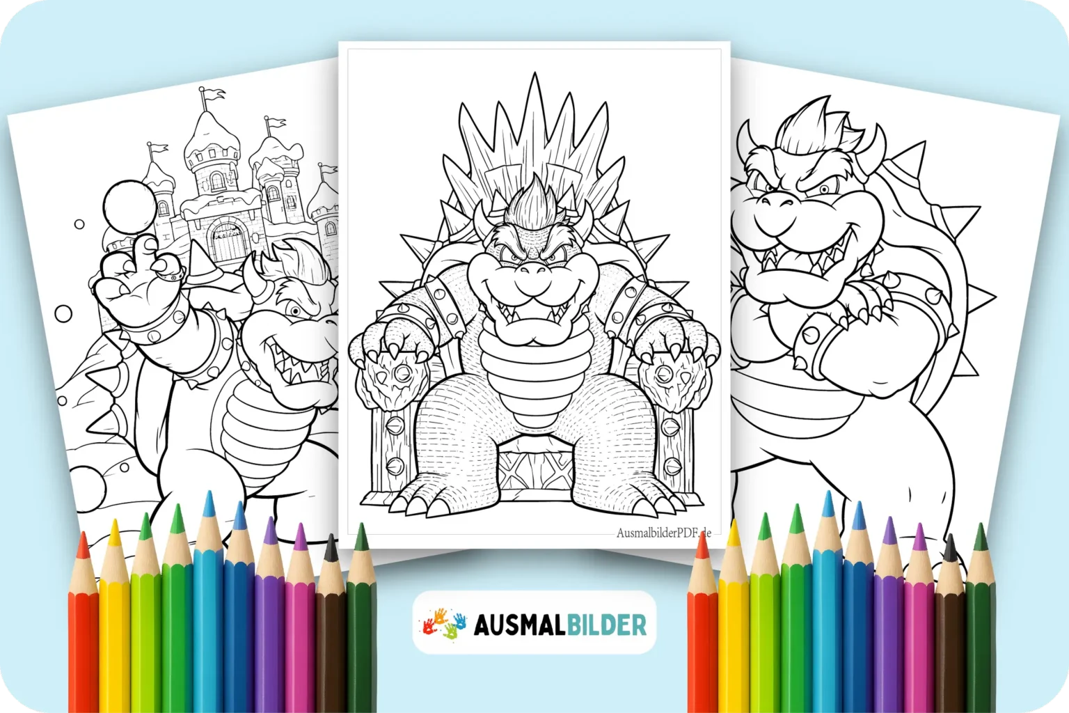 Super Mario Bowser Ausmalbilder kostenlose zum Ausdrucken für Kinder jeden Alters