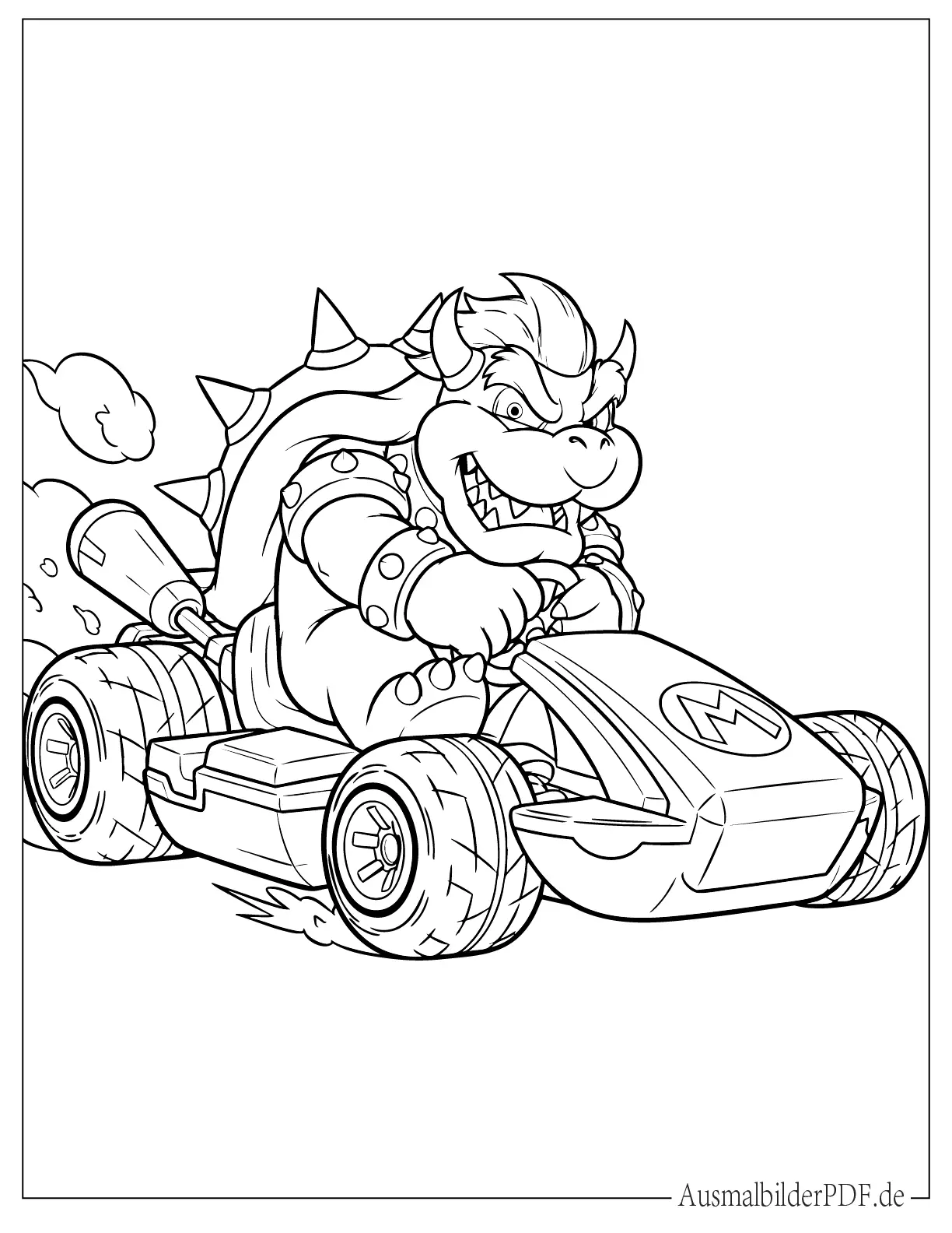Bowser im Kart Ausmalvorlage