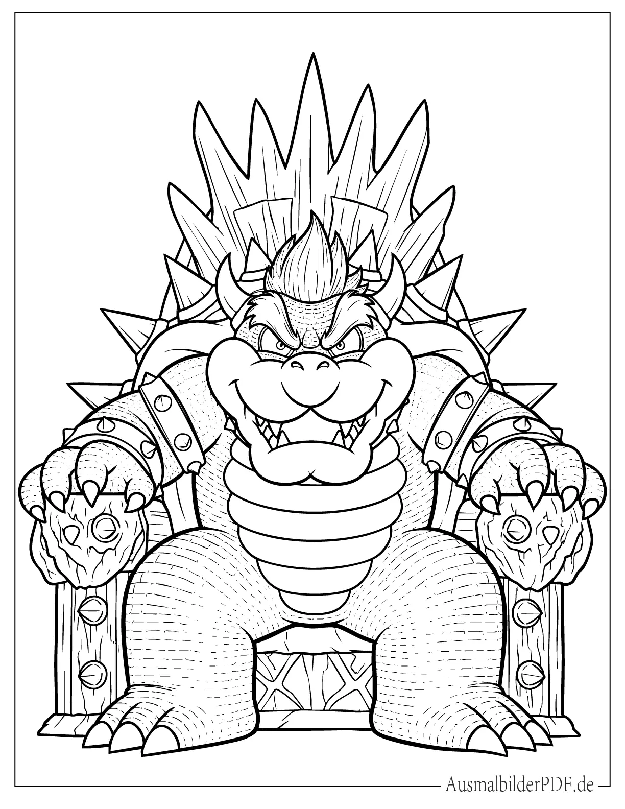 Super Mario Bowser sitzt auf seinem Thron Malvorlage