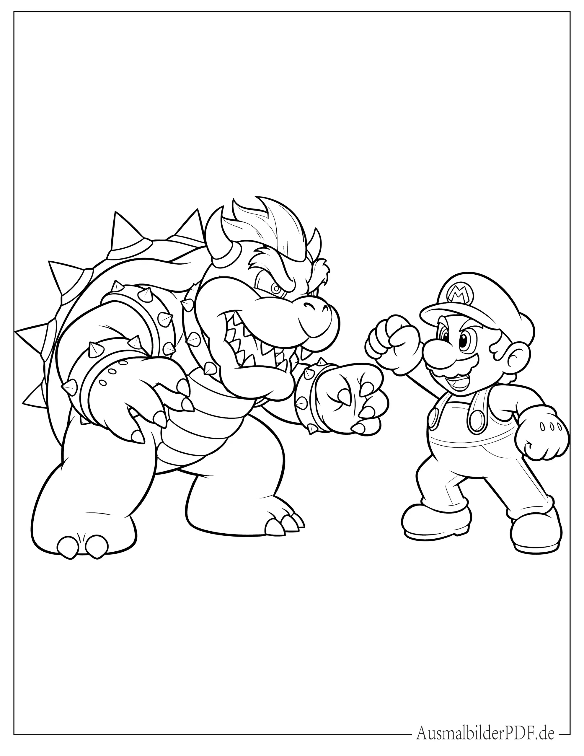Bowser gegen Mario Ausdruckbare Ausmalbild