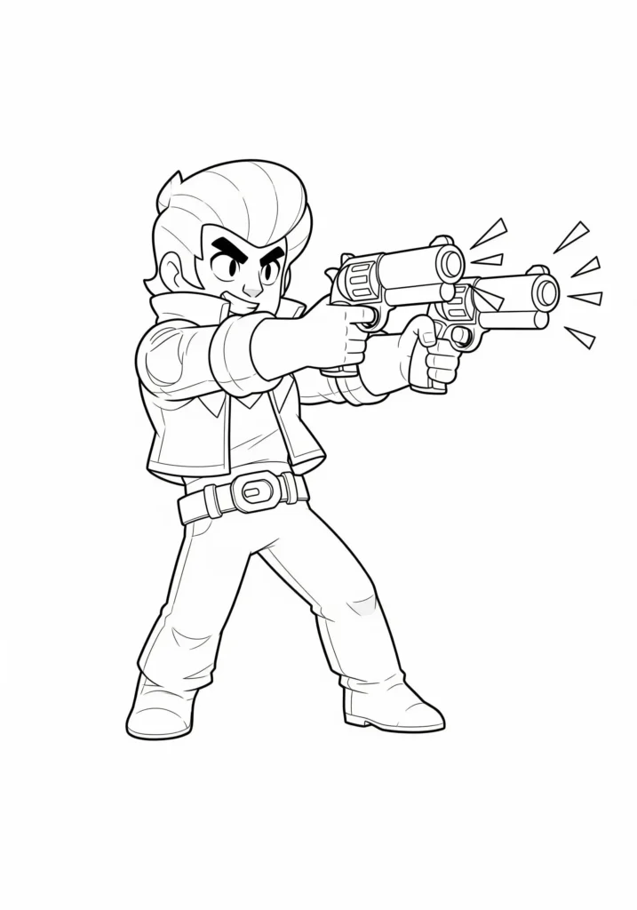 20+ Brawl Stars Ausmalbilder (Gratis Malvorlage Ausdrucken) Brawl Stars Ausmalbild für Kinder mit Colt im Schnellfeuer kostenlos zum Ausdrucken
