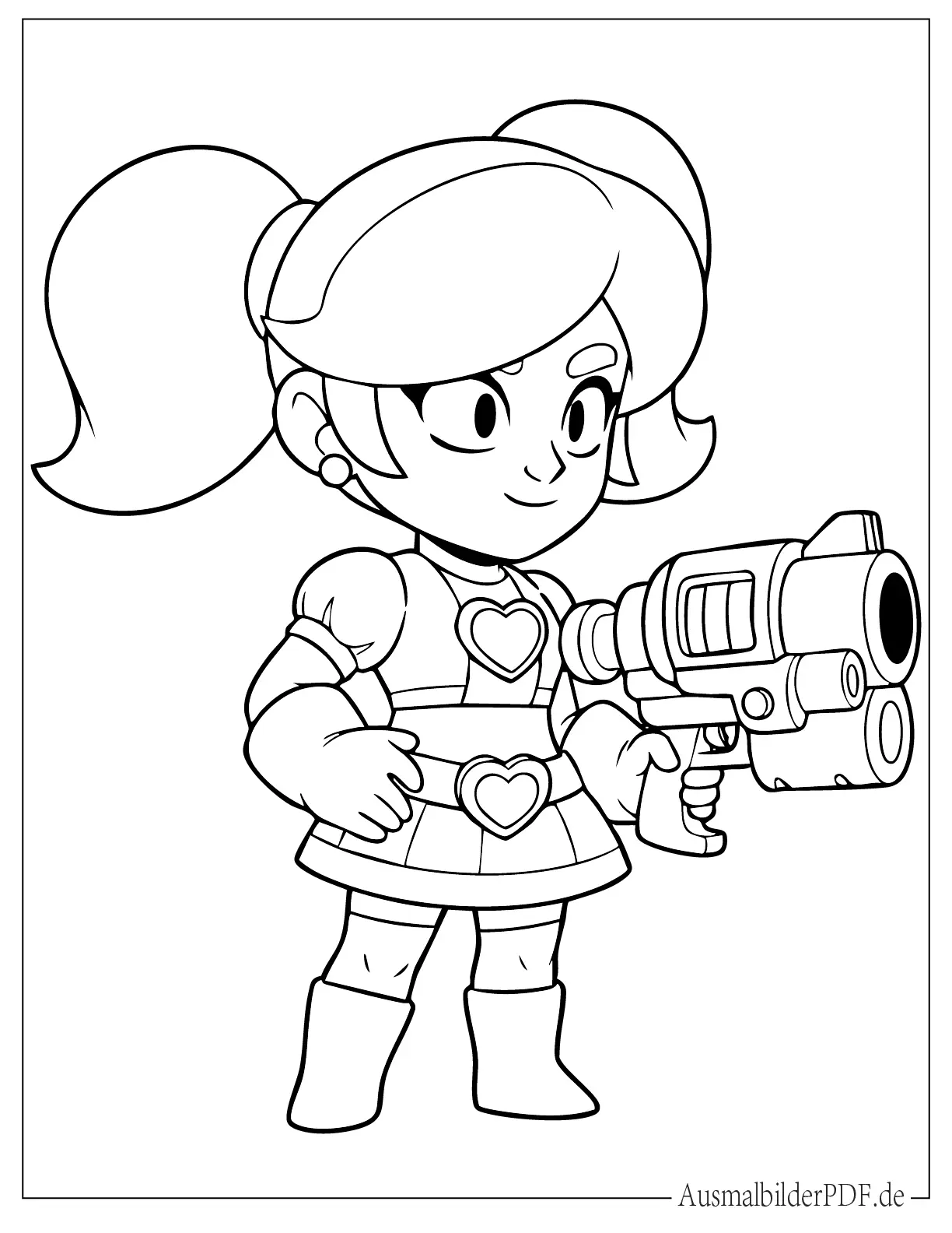 Kawaii Jessie Mit Ihrer Waffe Zum Ausmalen