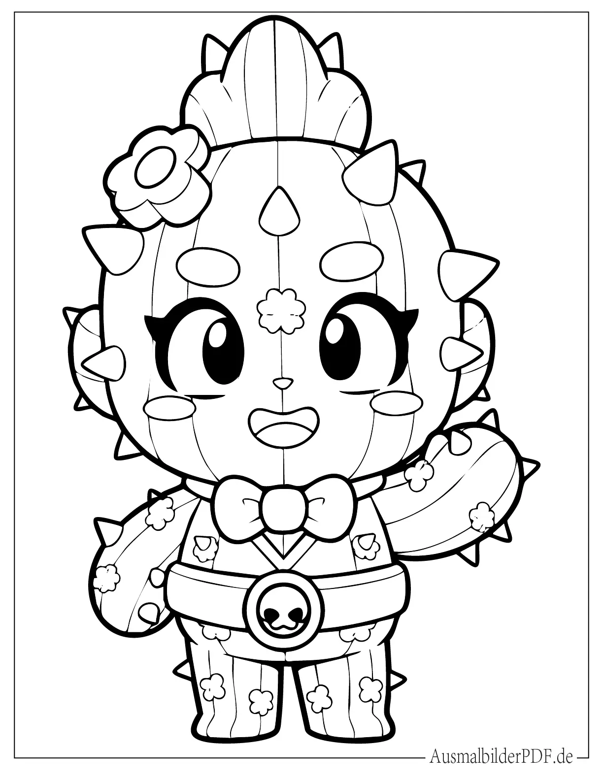 Niedlicher Kawaii Spike zum Ausmalen für kleine Kinder