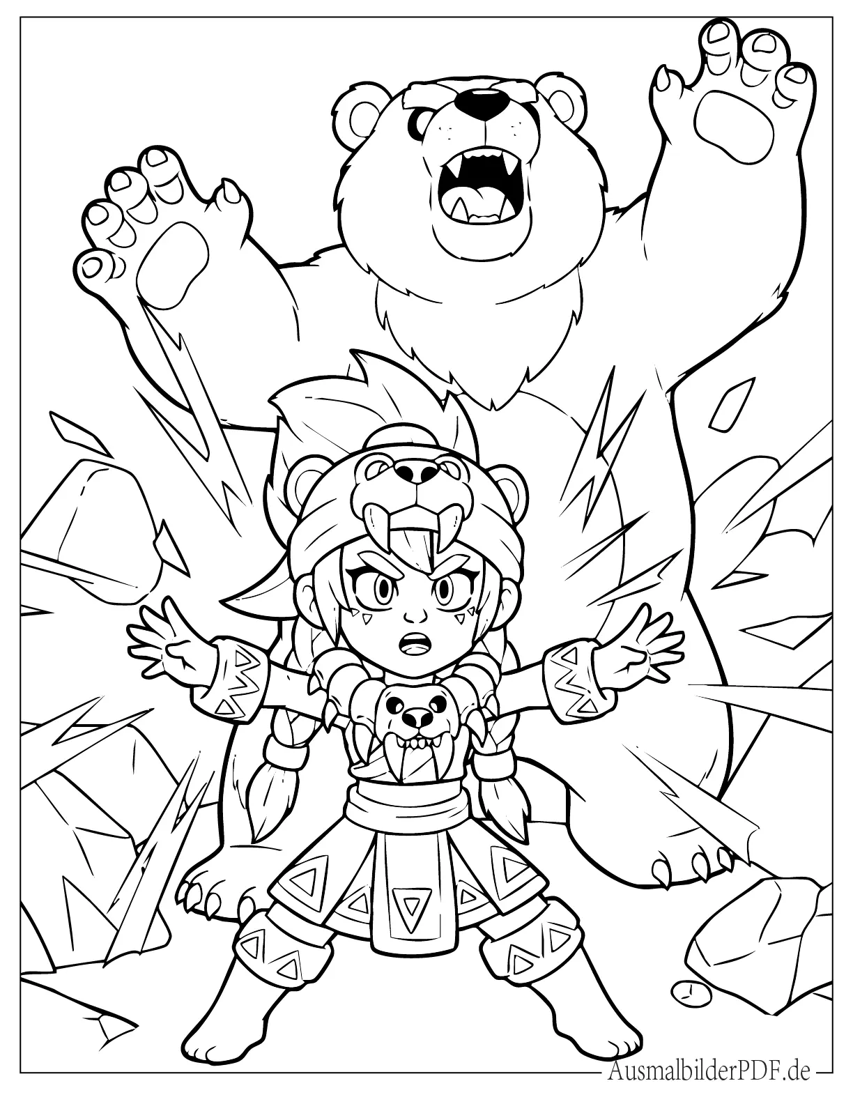 Brawl Stars Nita Mit Bär Zum Ausmalen