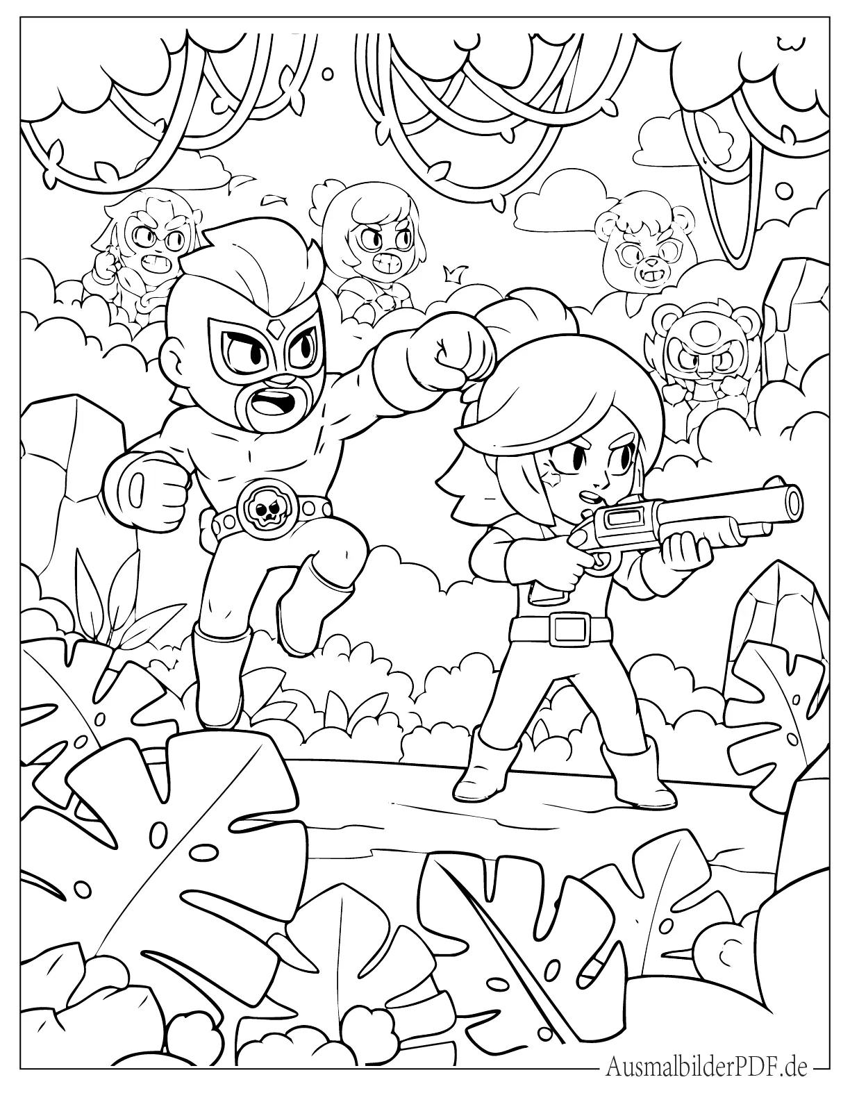 Brawl Stars Dschungelkrawall Ausmalbild