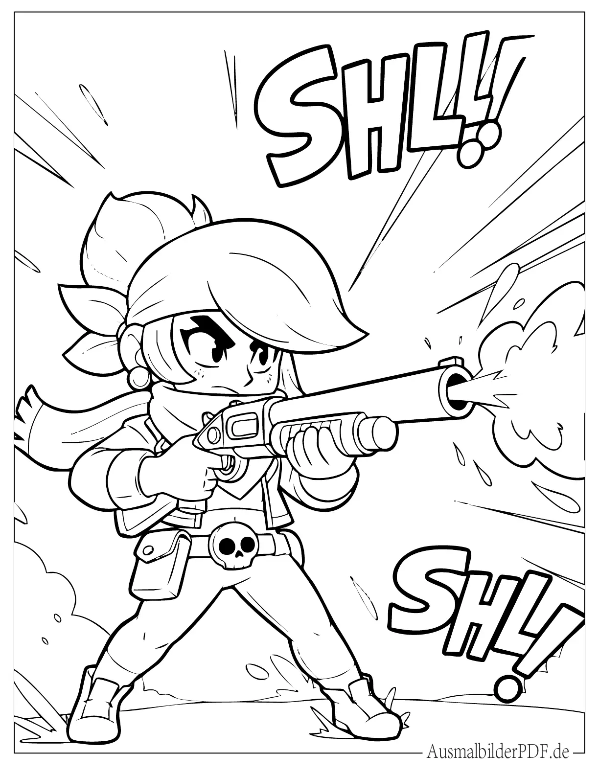 Niedliche Brawl Stars Shelly Schießt Mit Ihrer Schrotflinte Ausmalvorlage