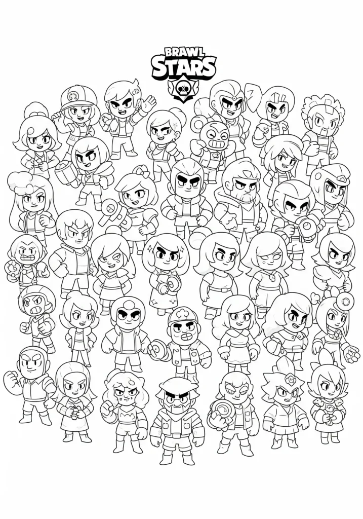 20+ Brawl Stars Ausmalbilder (Gratis Malvorlage Ausdrucken) Brawl Stars Ausmalbilder mit kompletter Team Aufstellung für Kinder zum Ausdrucken