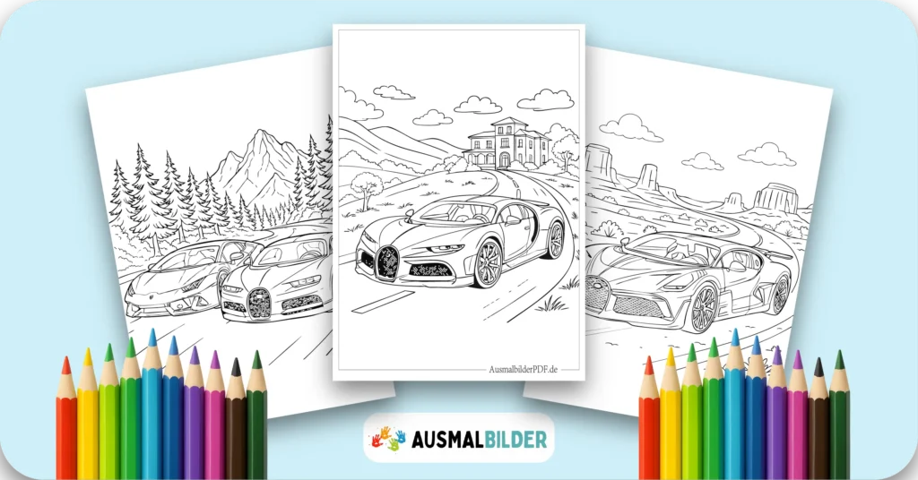 Bugatti Ausmalbilder kostenlose Malvorlagen zum Ausdrucken für Kinder und Erwachsene