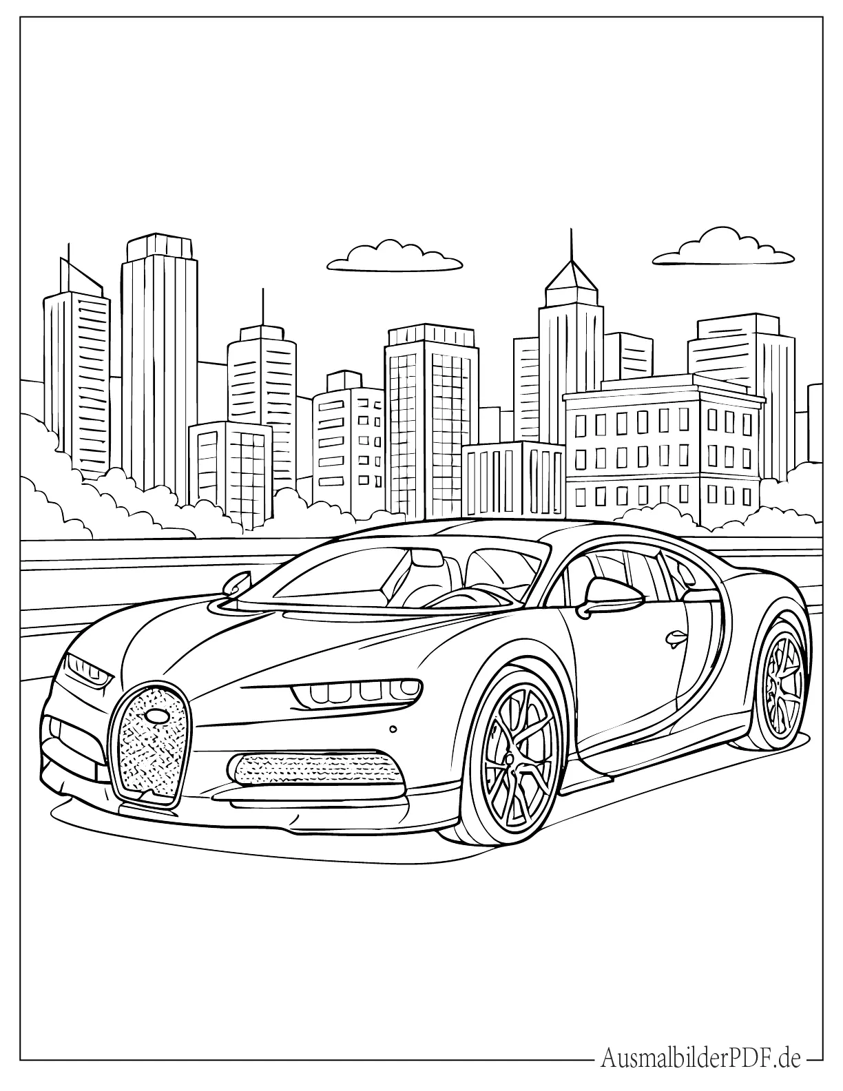20 Bugatti Ausmalbilder (Gratis zum Ausdrucken und Ausmalen) Bugatti Mit Gebaeuden Im Hintergrund Ausmalbild