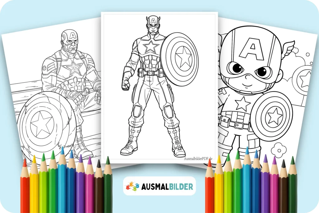 Captain America Ausmalbilder kostenlose zum Ausdrucken für Kinder jeden Alters