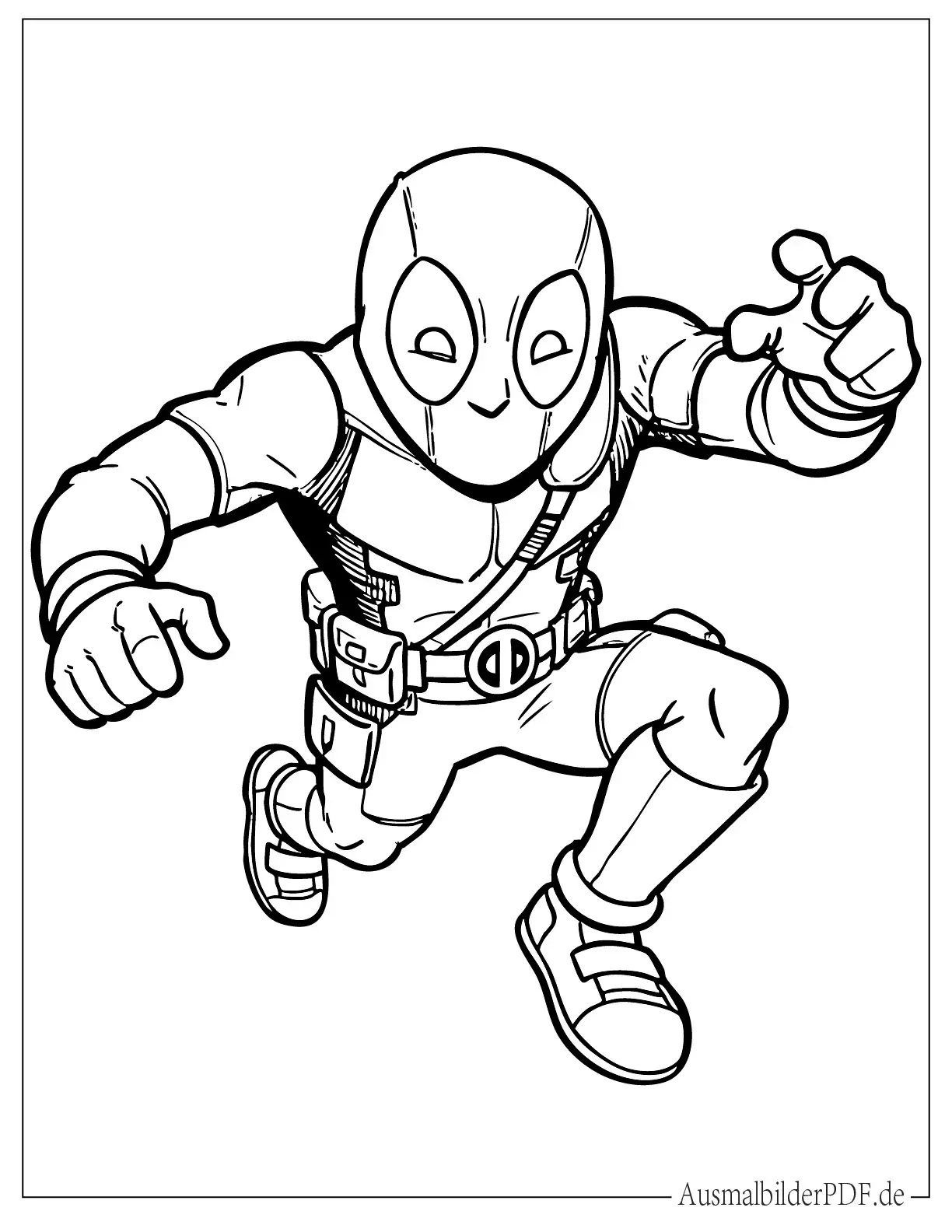 18 Deadpool Ausmalbilder (Gratis Malvorlagen zum drucken) Cartoon Deadpool Ausdruckbare Malvorlage für Kinder