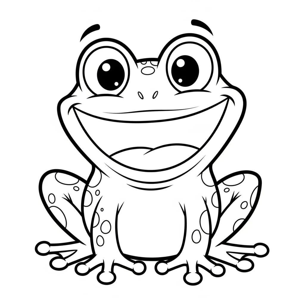 20+ Frosch Ausmalbilder (Kostenlos Malvorlage zum Ausdrucken) Lustiger Cartoon Frosch mit großen Augen als Ausmalbild, ideal zum Ausdrucken für Kinder zum Ausmalen.