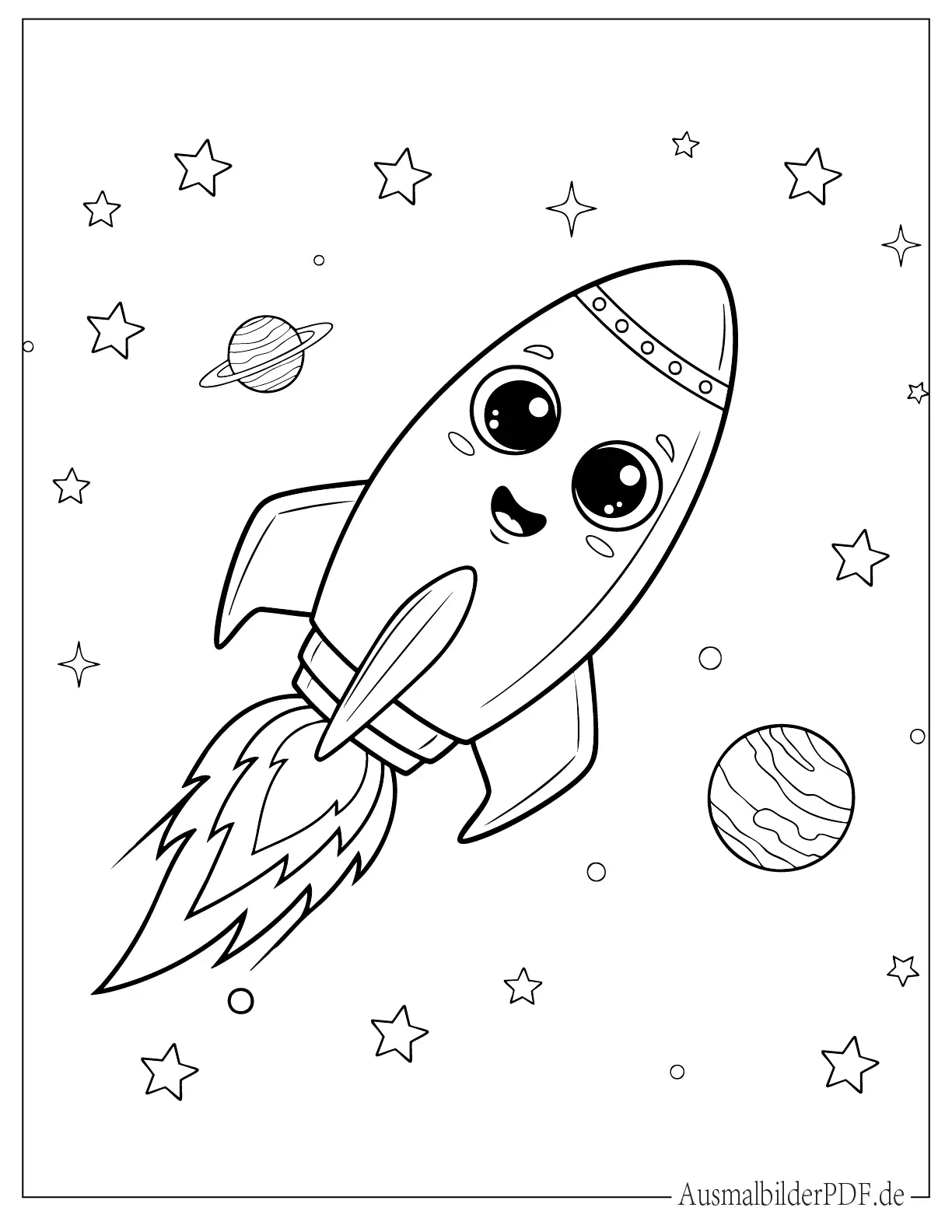 10+ Rakete Ausmalbilder (Kostenlos Malvorlagen zum drucken) Cartoon Rakete mit Augen Malvorlage für Kinder
