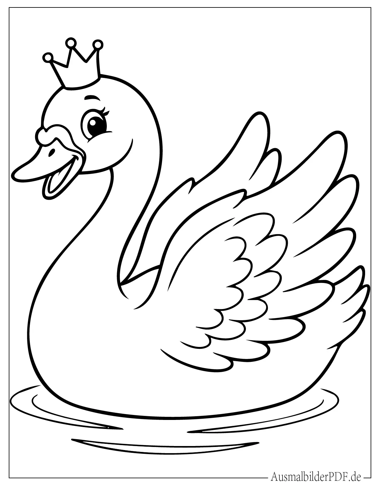 Fröhlicher Cartoon Schwan zum Ausmalen für Vorschulkinder