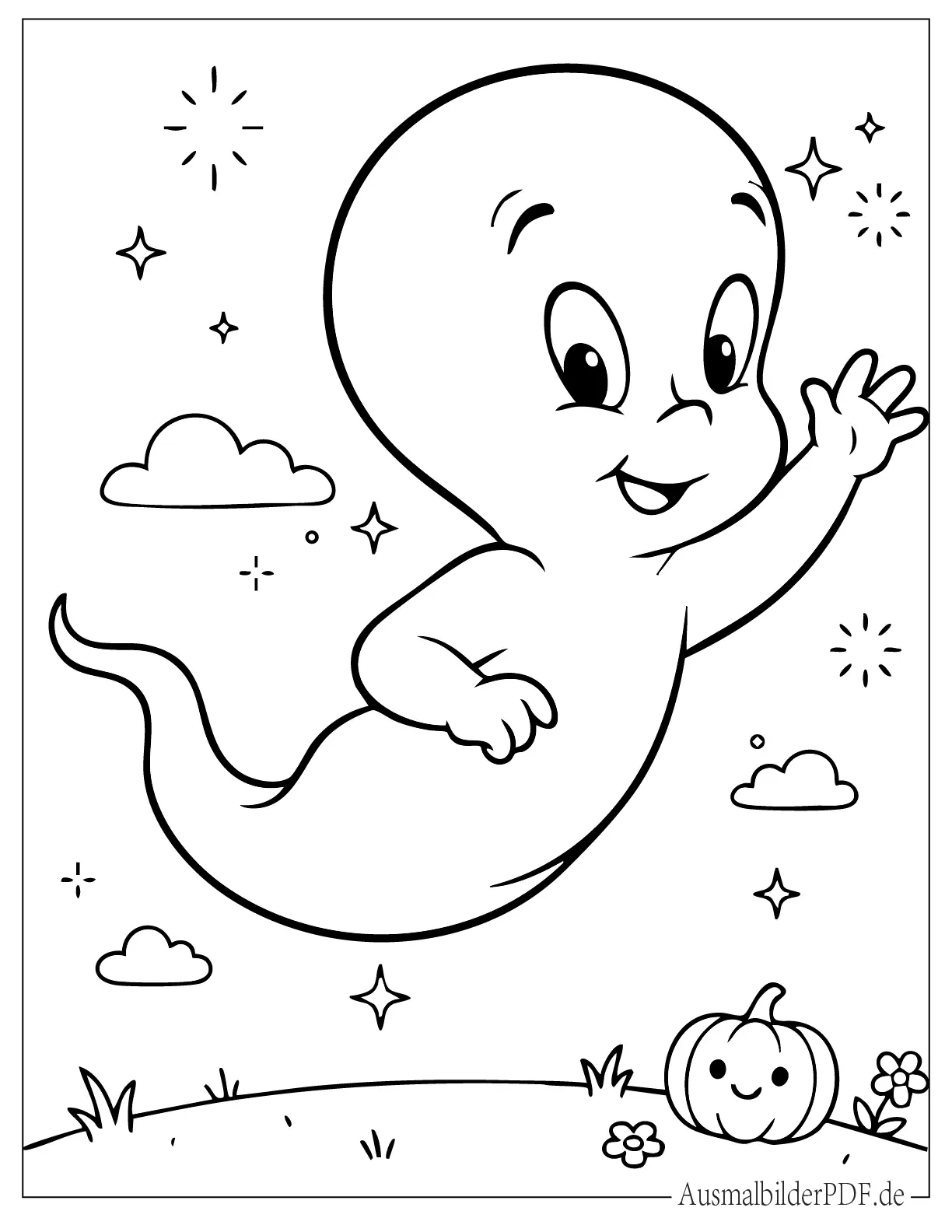 Casper der freundliche Geist winkt Malvorlage für Vorschulkinder