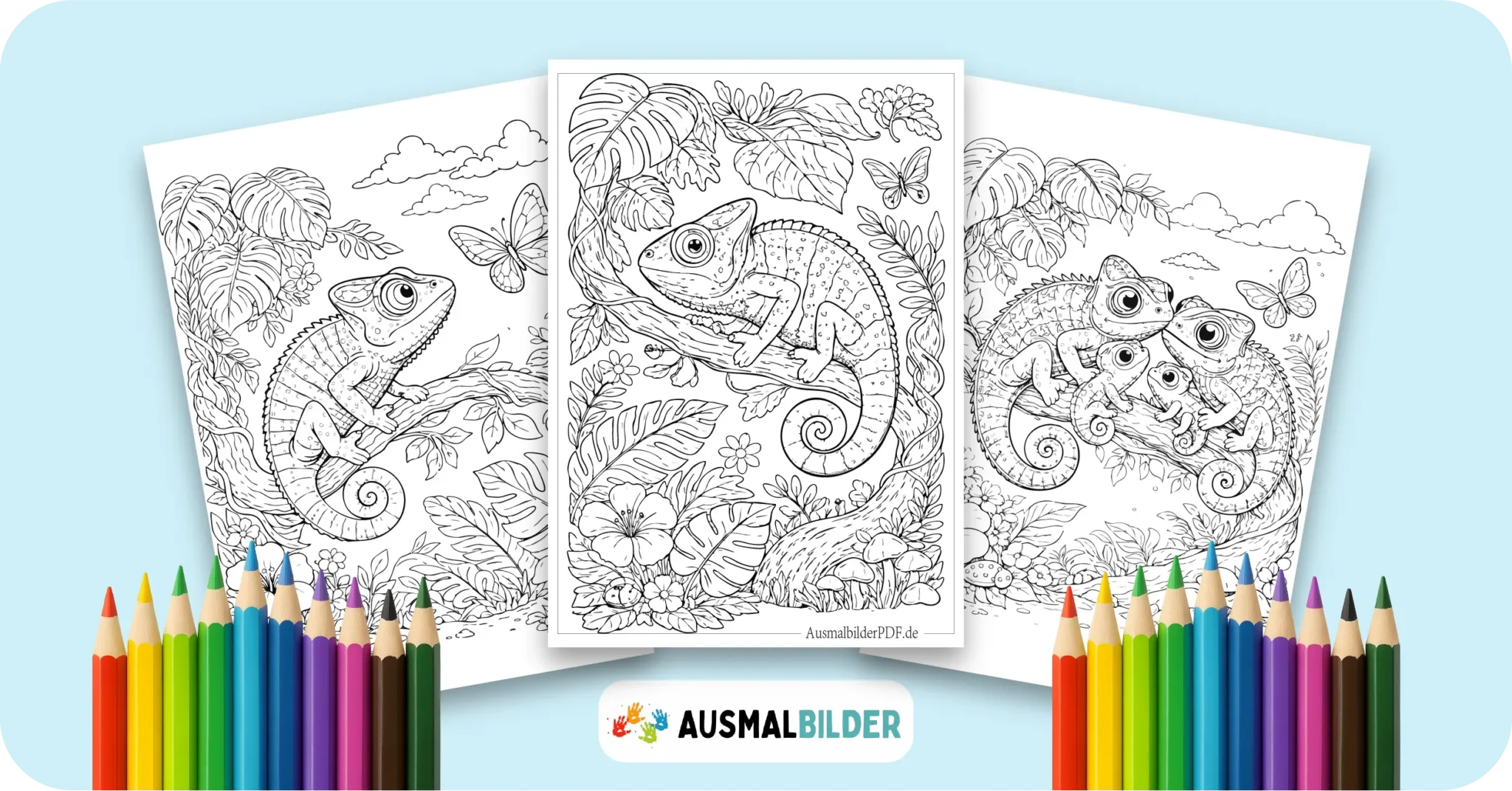Chamäleon Ausmalbilder kostenlose Malvorlagen zum Ausdrucken für Kinder und Erwachsene