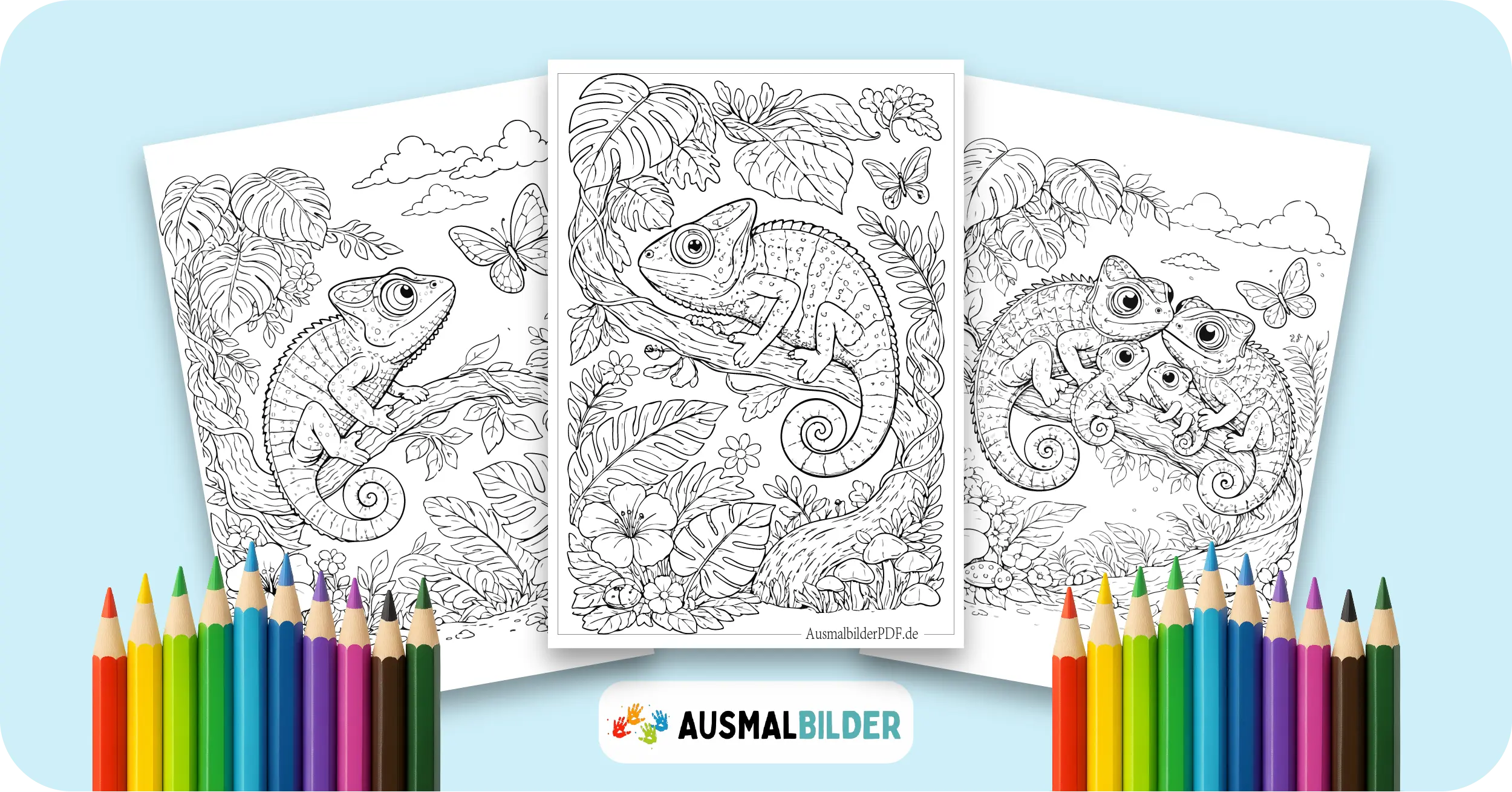 Chamäleon Ausmalbilder kostenlose Malvorlagen zum Ausdrucken für Kinder und Erwachsene