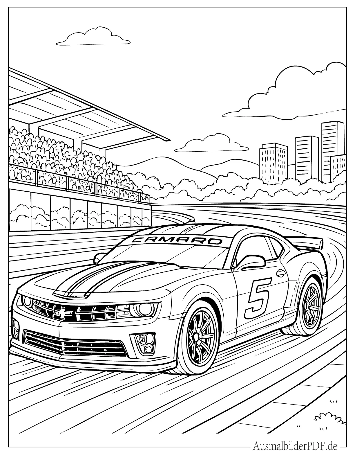 Chevrolet Camaro Rennauto auf Strecke Malvorlage