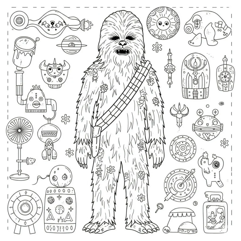 24 Star Wars Ausmalbilder (Gratis Malvorlage zum Ausdrucken) Chewbacca Ausmalbild Star Wars zum Ausdrucken für Kinder