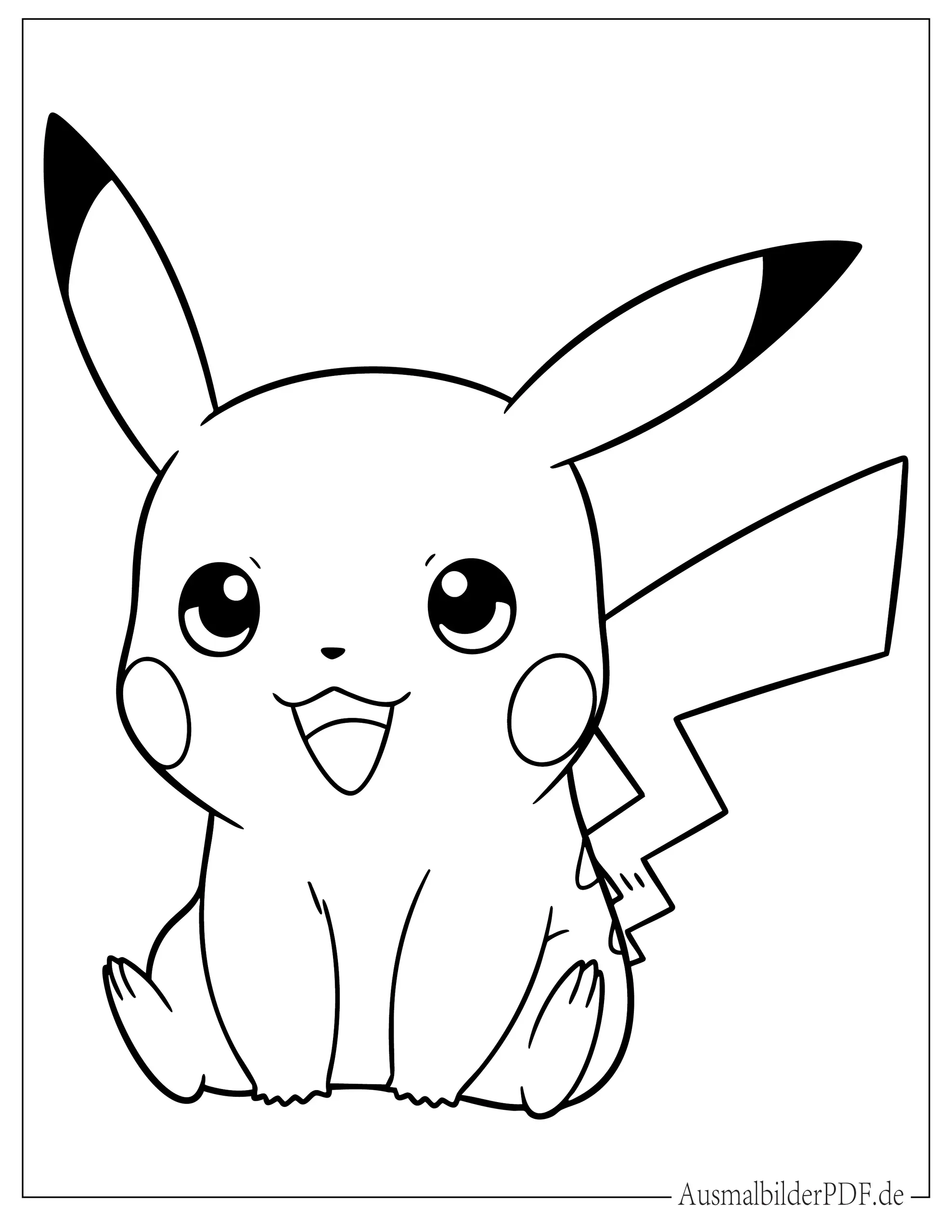 Chibi Baby Pikachu mit großen Augen zum Ausmalen