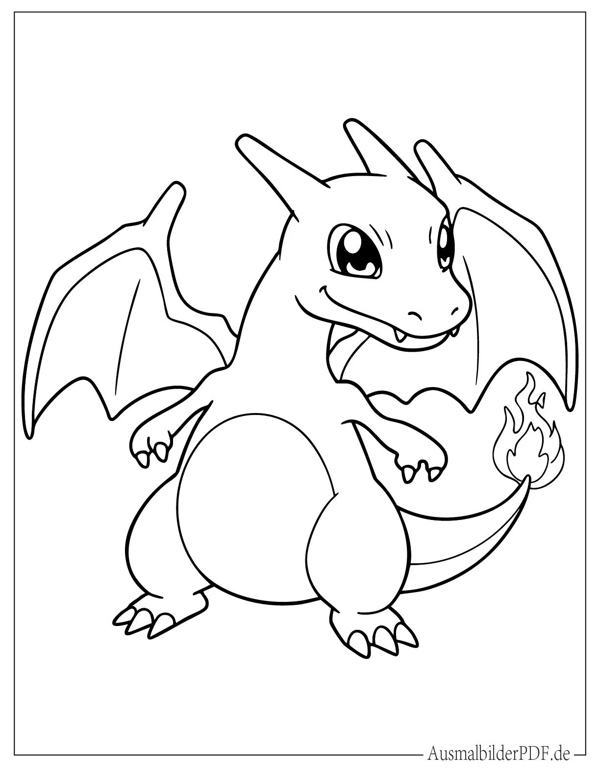 Niedliches Chibi Glurak Ausmalbild für Kinder