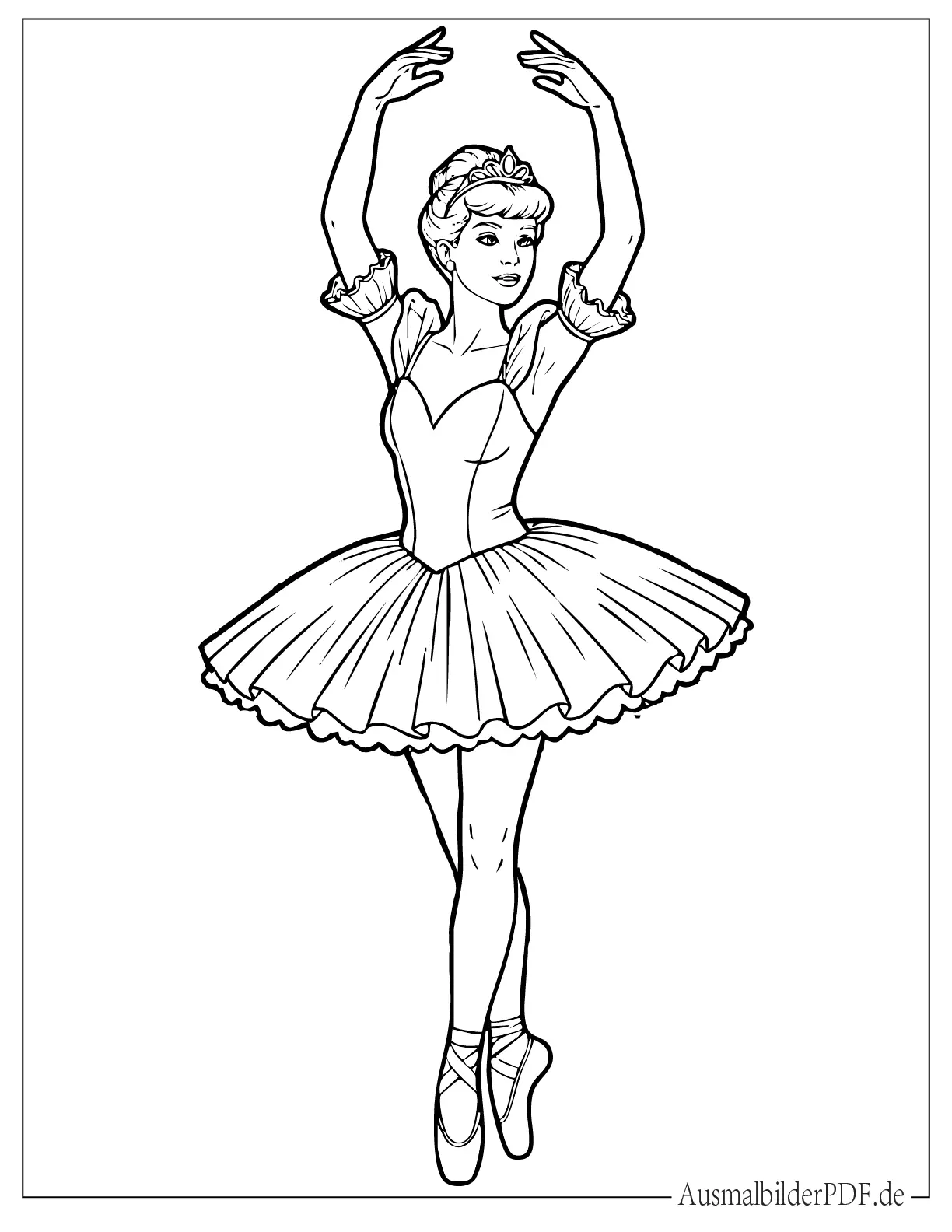 20 Ausmalbilder Ballerina (Gratis Vorlagen zum Ausdrucken) Cinderella als Ballerina Druckvorlage