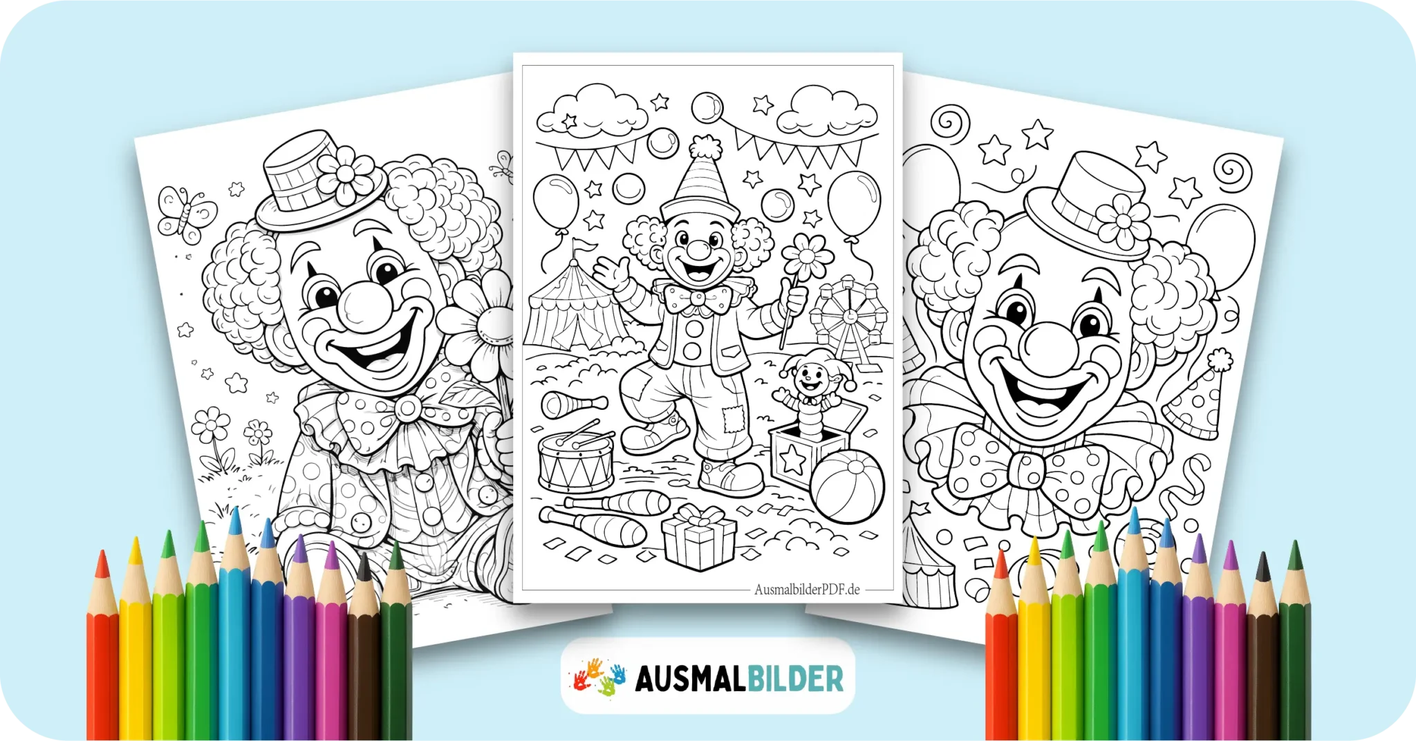 Clown Ausmalbilder kostenlose Malvorlagen zum Ausdrucken für Kinder und Erwachsene