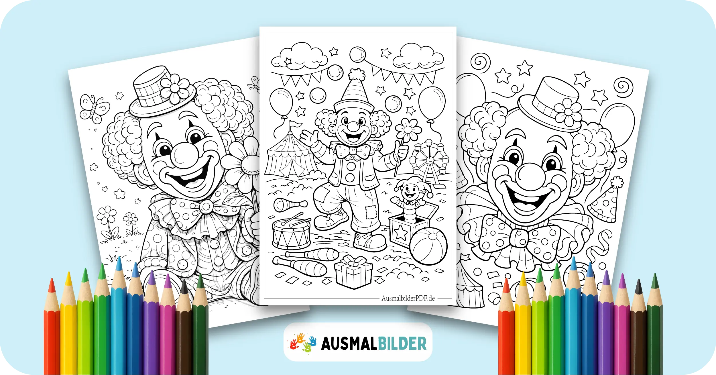 Clown Ausmalbilder kostenlose Malvorlagen zum Ausdrucken für Kinder und Erwachsene