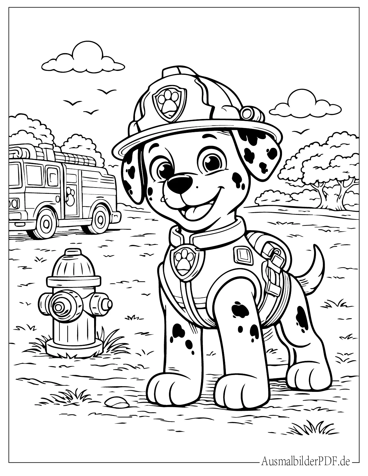 20+ Paw Patrol Ausmalbilder (Gratis Vorlagen zum drucken) Süßes Paw Patrol Dalmatiner Marshall Malvorlage zum Ausdrucken