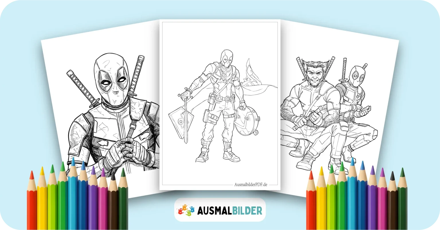 22 Deadpool Ausmalbilder Coole Marvel Malvorlage PDF drucken Deadpool Ausmalbilder kostenlose Malvorlagen zum Ausdrucken für Kinder und Erwachsene