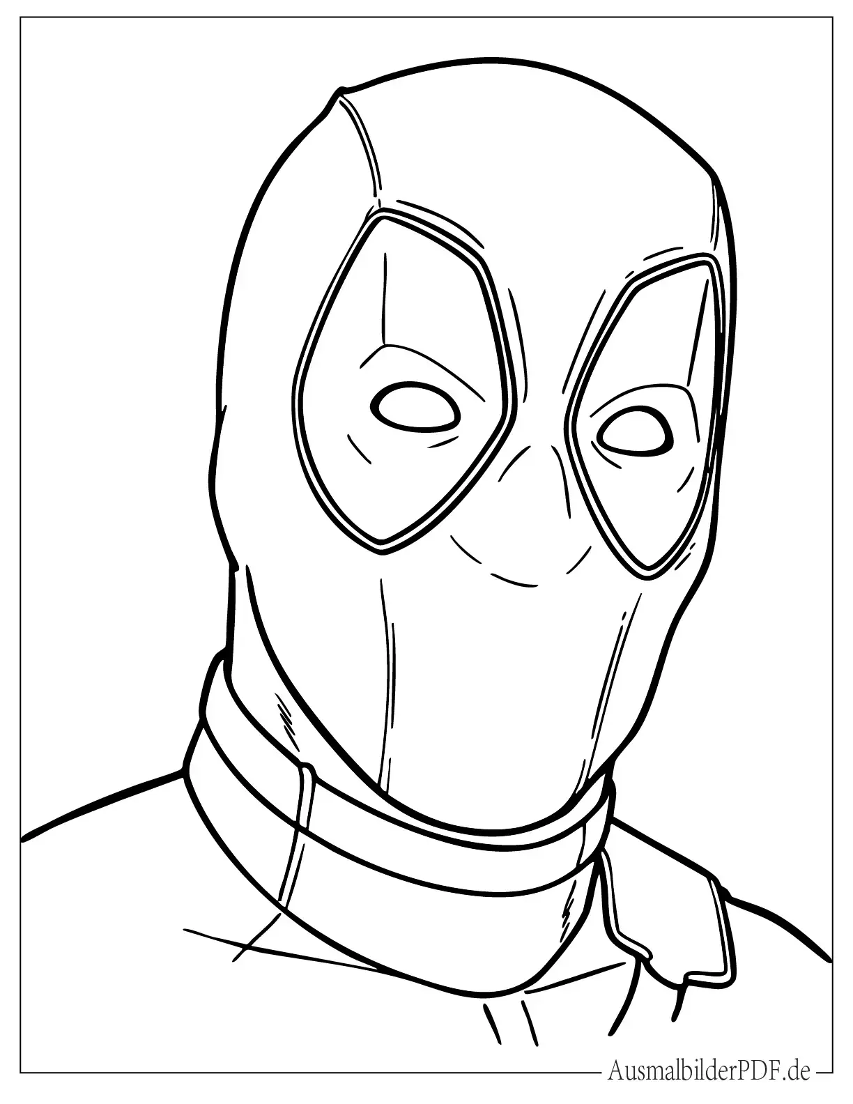 18 Deadpool Ausmalbilder (Gratis Malvorlagen zum drucken) Einfacher Deadpool Kopf Malvorlage für Vorschulkinder