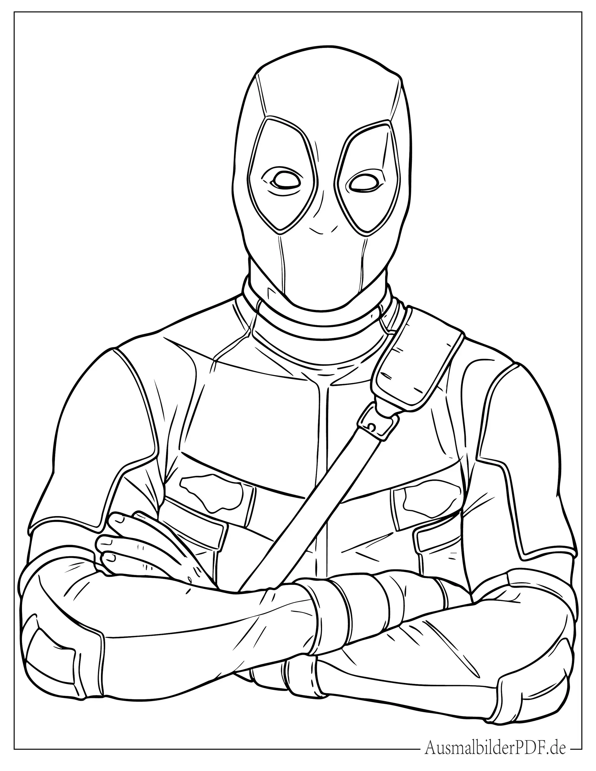 18 Deadpool Ausmalbilder (Gratis Malvorlagen zum drucken) Einfacher Deadpool Umriss Ausmalbild für Kinder