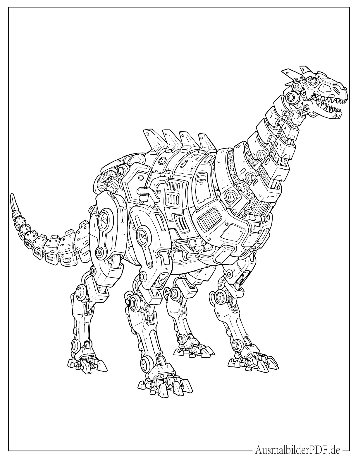 Detaillierte Roboter Dino ausdruckbare Ausmalbild