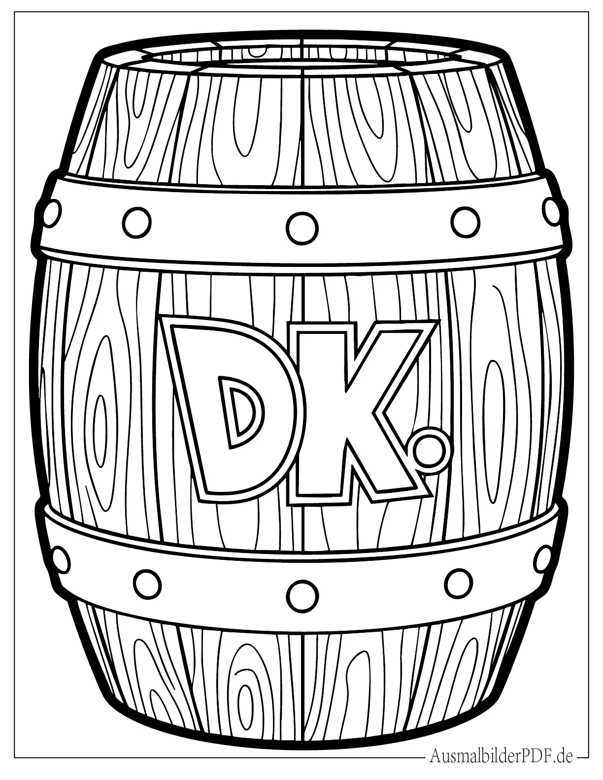 10 Donkey Kong Ausmalbilder (Gratis Malvorlagen zum drucken) Detailliertes Donkey Kong Fass zum Ausmalen