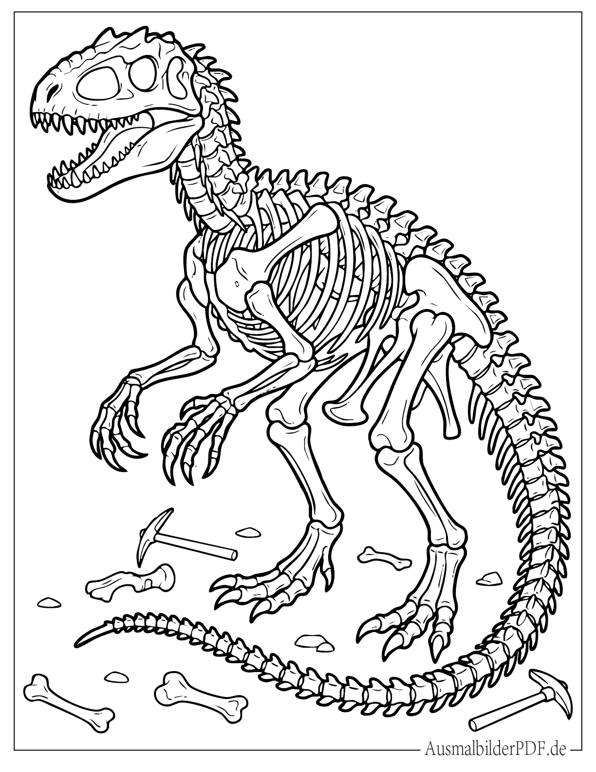 Detailliertes Indominus Rex Skelett Ausdruckbare Ausmalbild