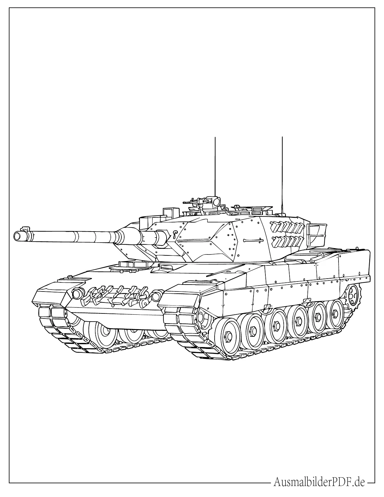 14 Panzer Ausmalbilder (Gratis Vorlagen zum Ausdrucken) Eine Zeichnung eines deutschen Armee Panzers Ausmalbild für Kinder, perfekt zum Ausdrucken und Ausmalen