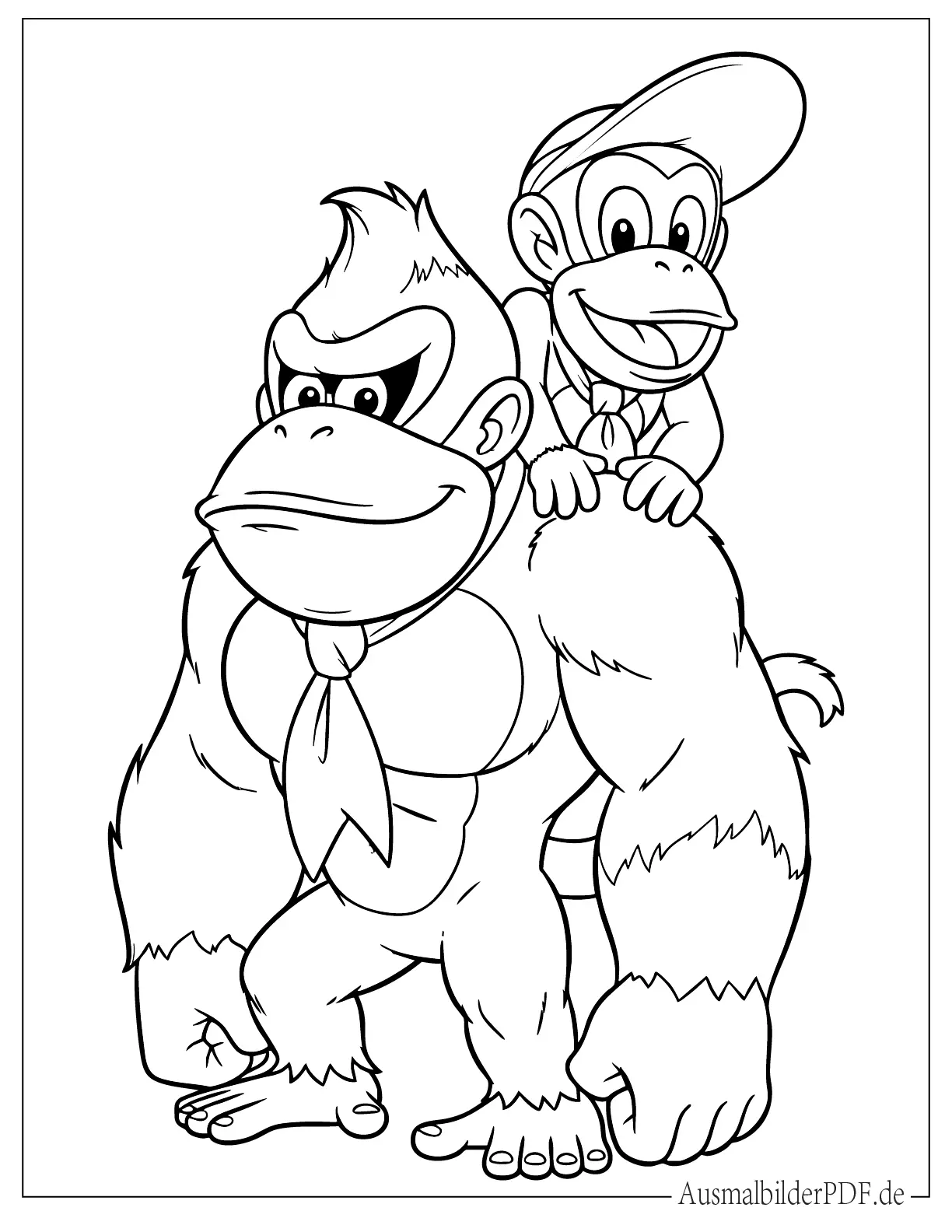 10 Donkey Kong Ausmalbilder (Gratis Malvorlagen zum drucken) Diddy und Donkey Kong ausdruckbare Malvorlage
