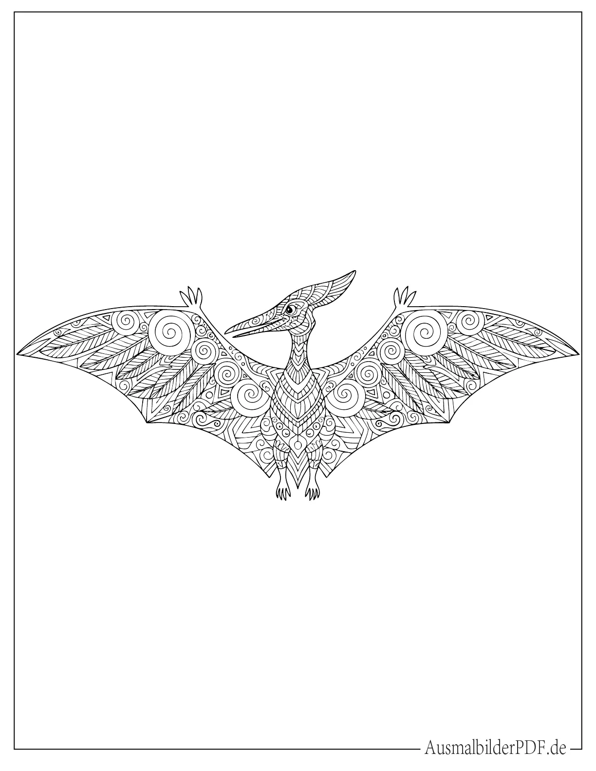 Dinosaurier Pteranodon Mandala zum Ausmalen