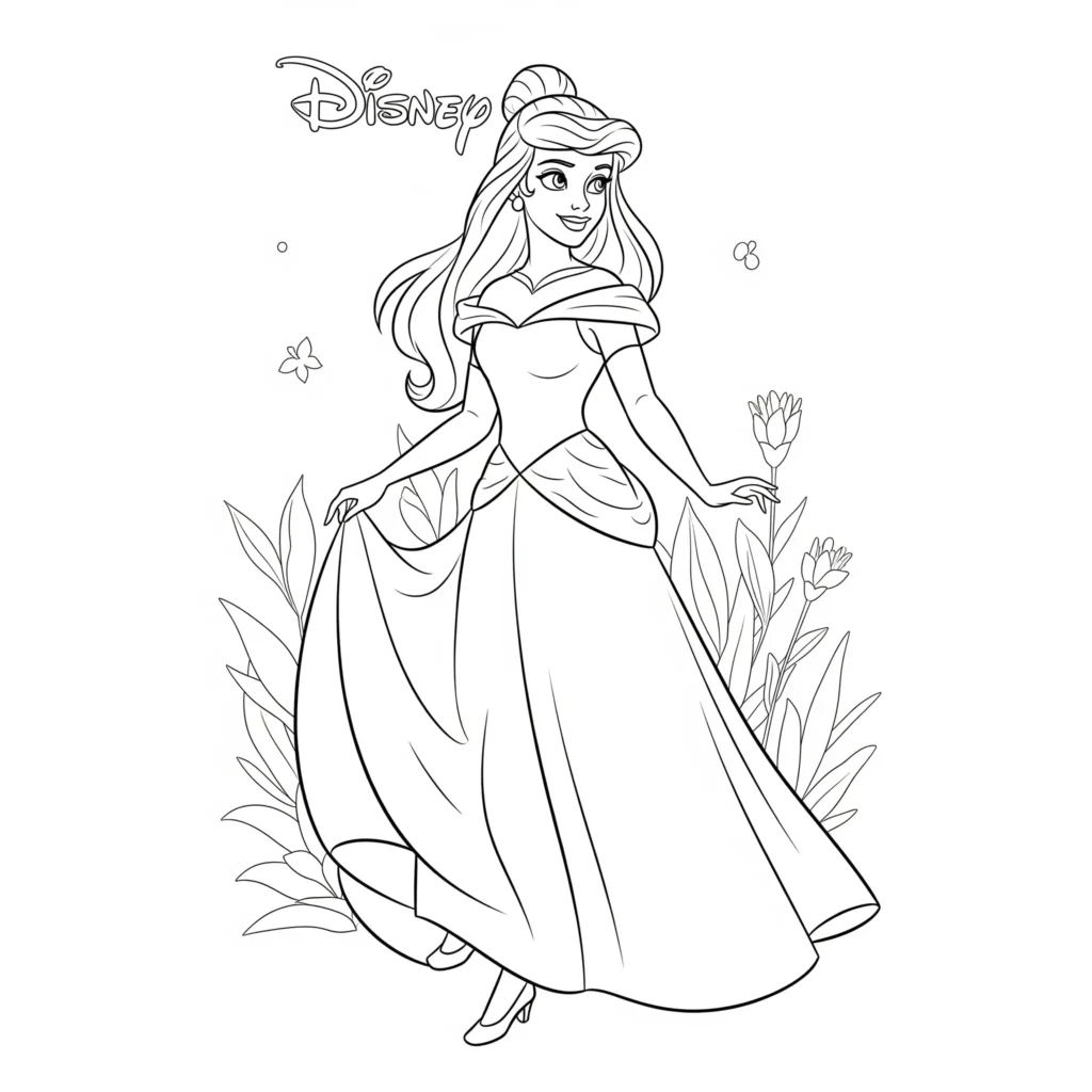 Verschiedene Disney Prinzessin Ausmalbilder zum Ausdrucken für Kinder