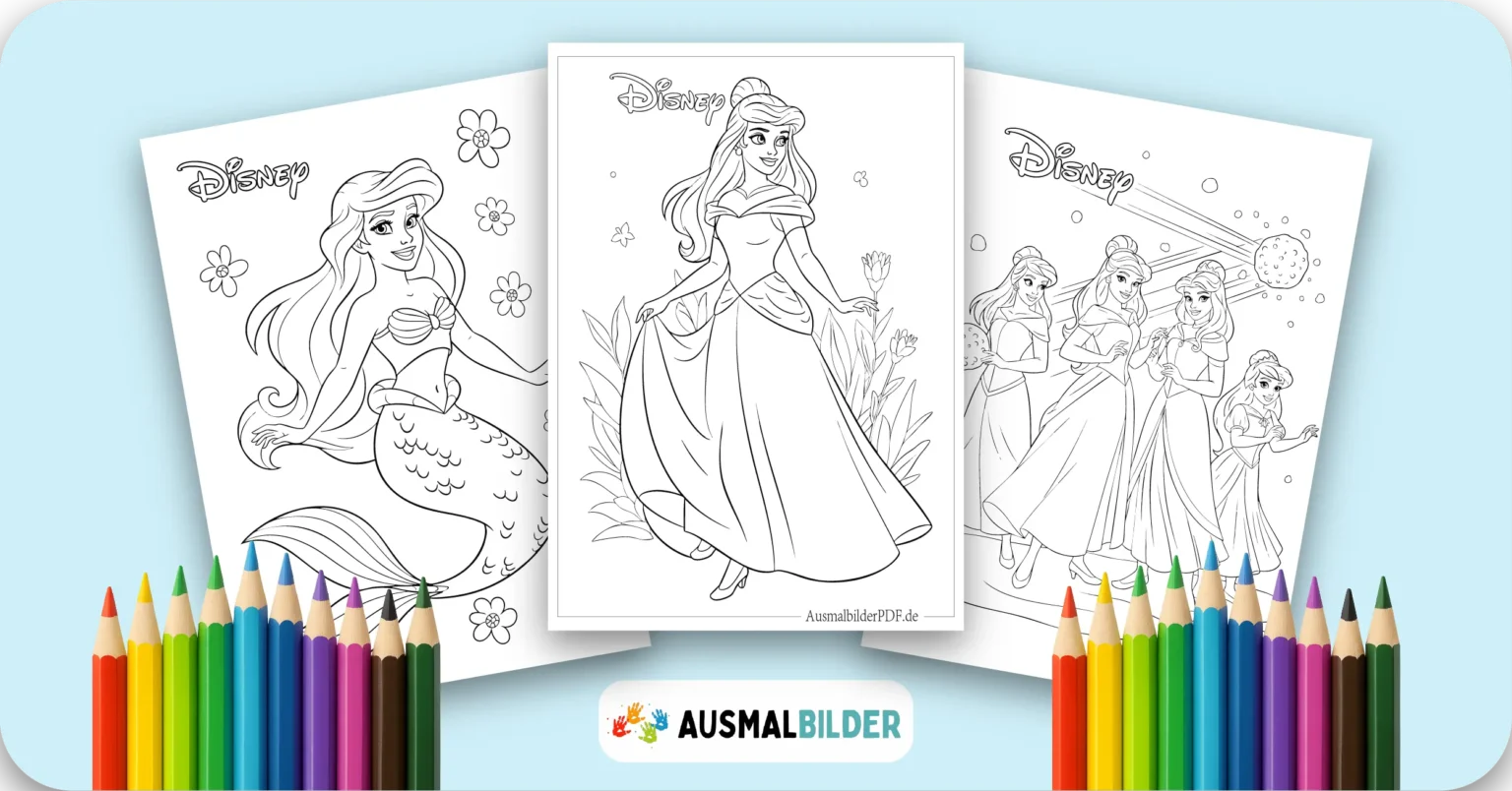 Disney Prinzessin Ausmalbilder kostenlose Malvorlagen zum Ausdrucken für Kinder und Erwachsene