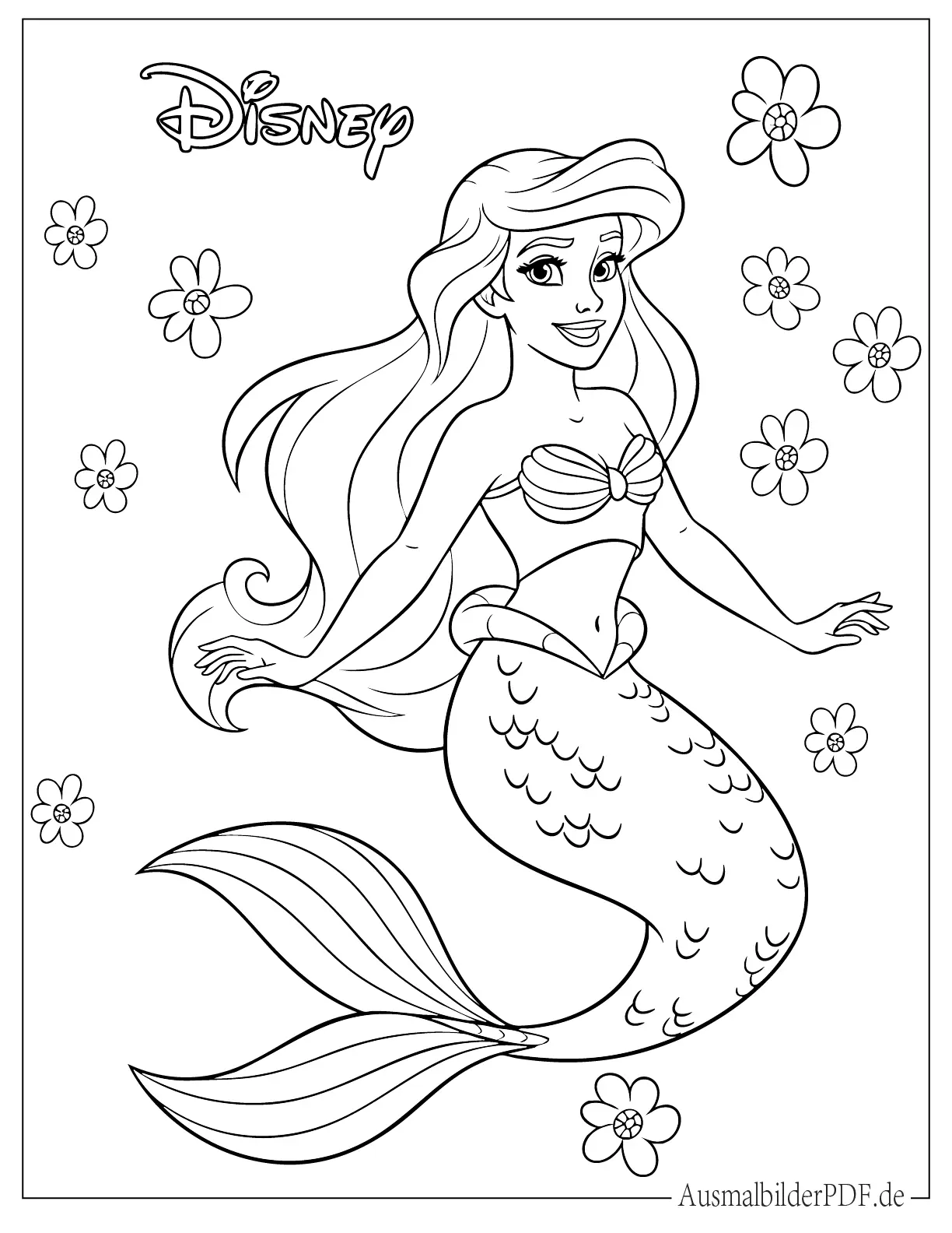 Disney Prinzessin (Arielle) Meerjungfrau Ausmalbild