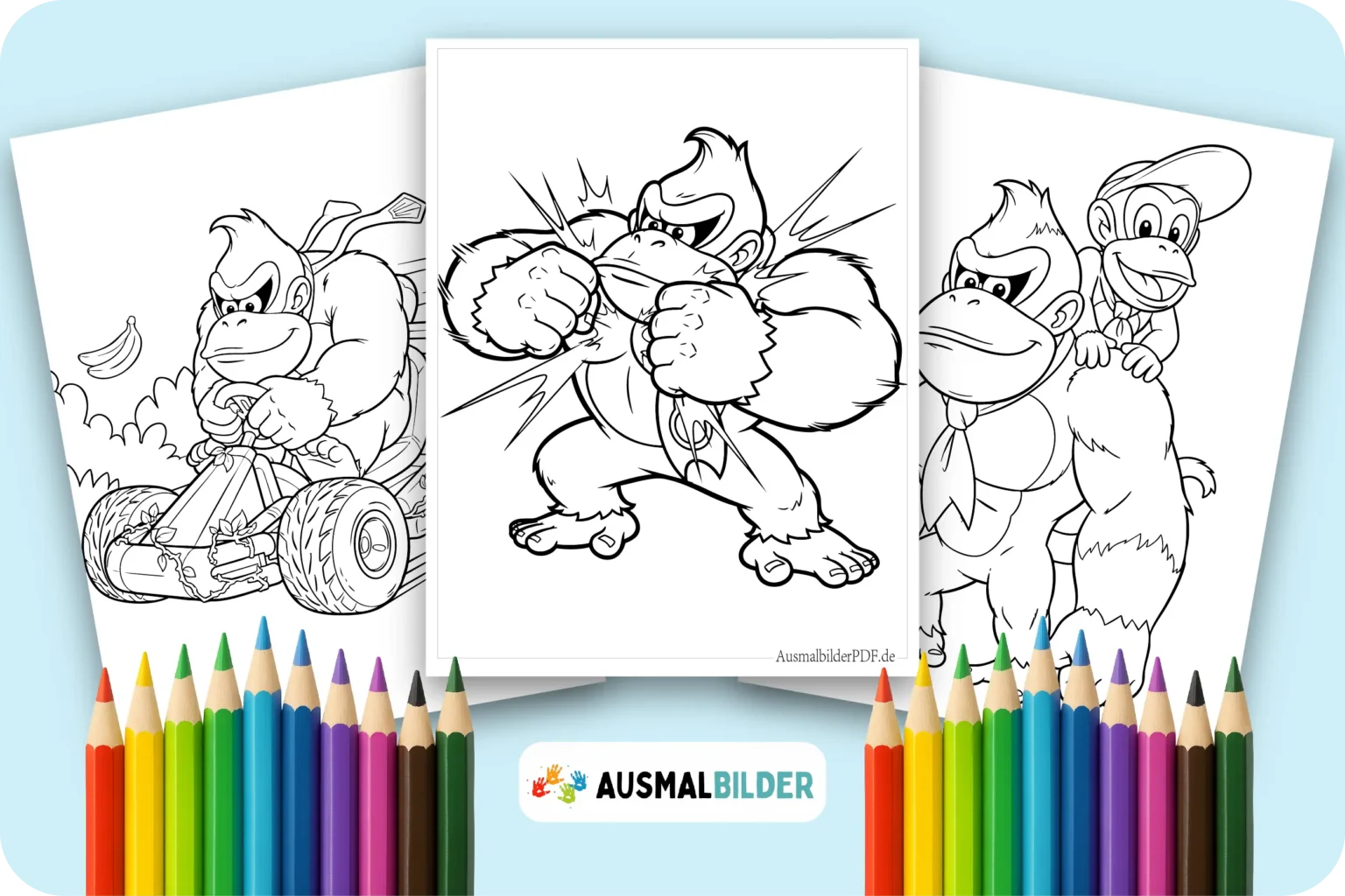 Donkey Kong Ausmalbilder kostenlose zum Ausdrucken für Kinder