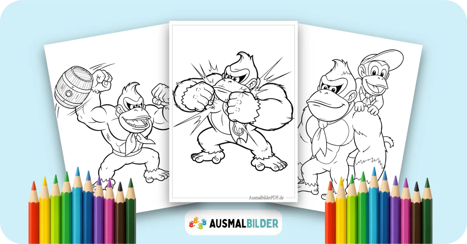 Donkey Kong Ausmalbilder kostenlose Malvorlagen zum Ausdrucken für Kinder und Erwachsene