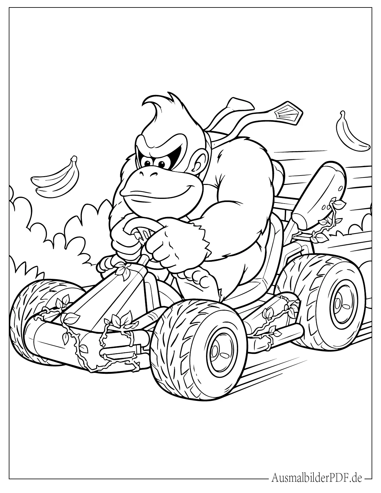 10 Donkey Kong Ausmalbilder (Gratis Malvorlagen zum drucken) Donkey Kong fährt ein Kart Ausmalvorlage