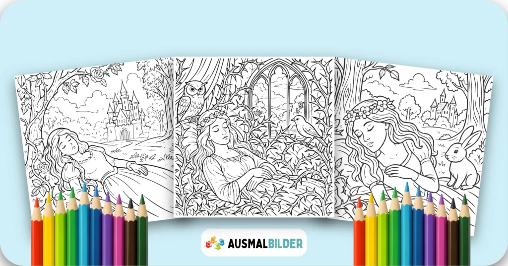 Dornröschen Ausmalbilder kostenlose Malvorlagen zum Ausdrucken für Kinder und Erwachsene