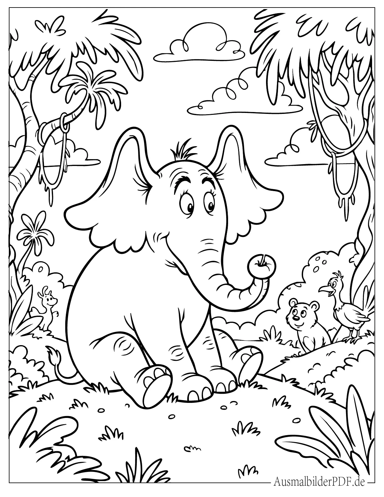 Dr. Seuss Horton der Elefant Ausmalvorlage