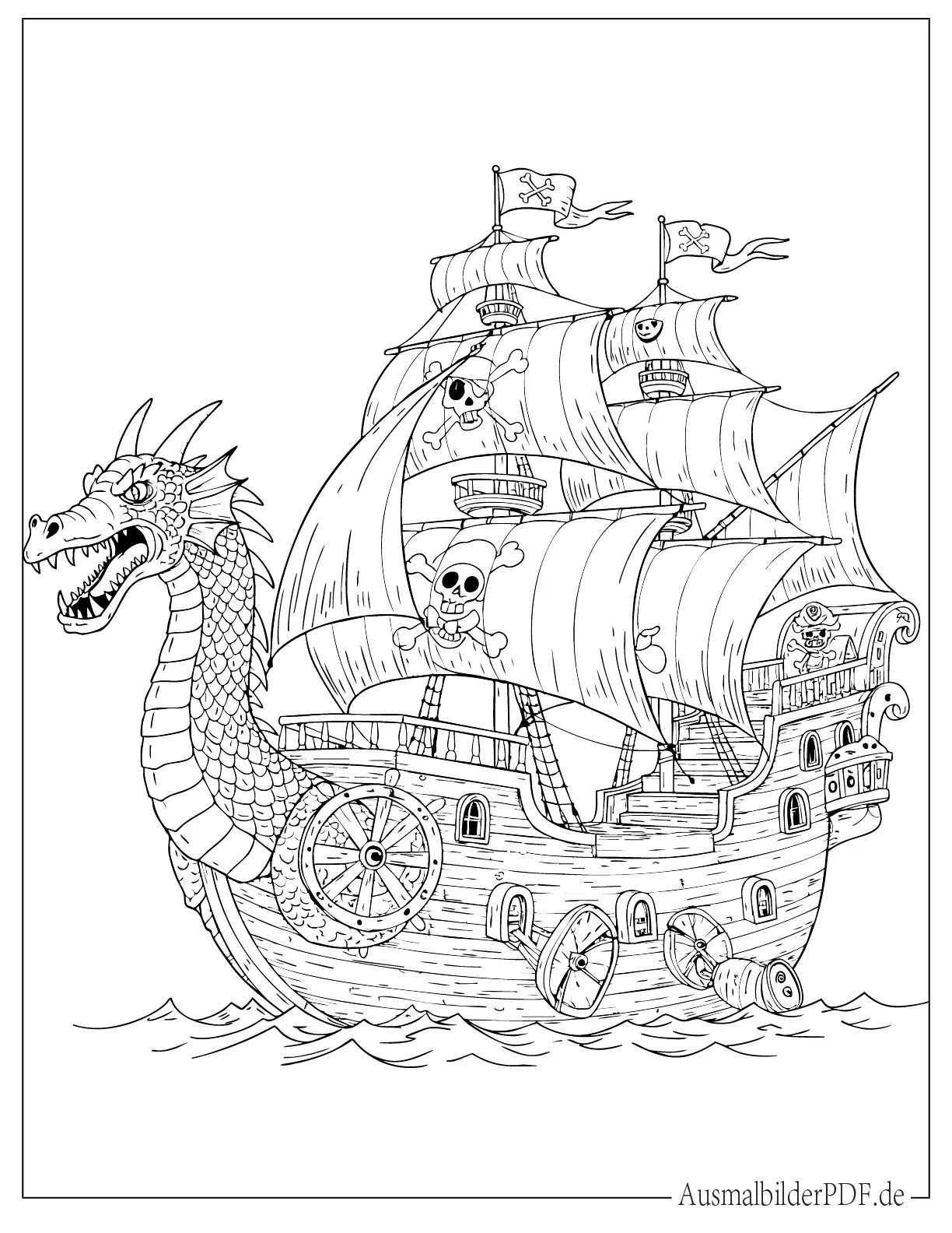 Drachen Piratenschiff Malvorlage