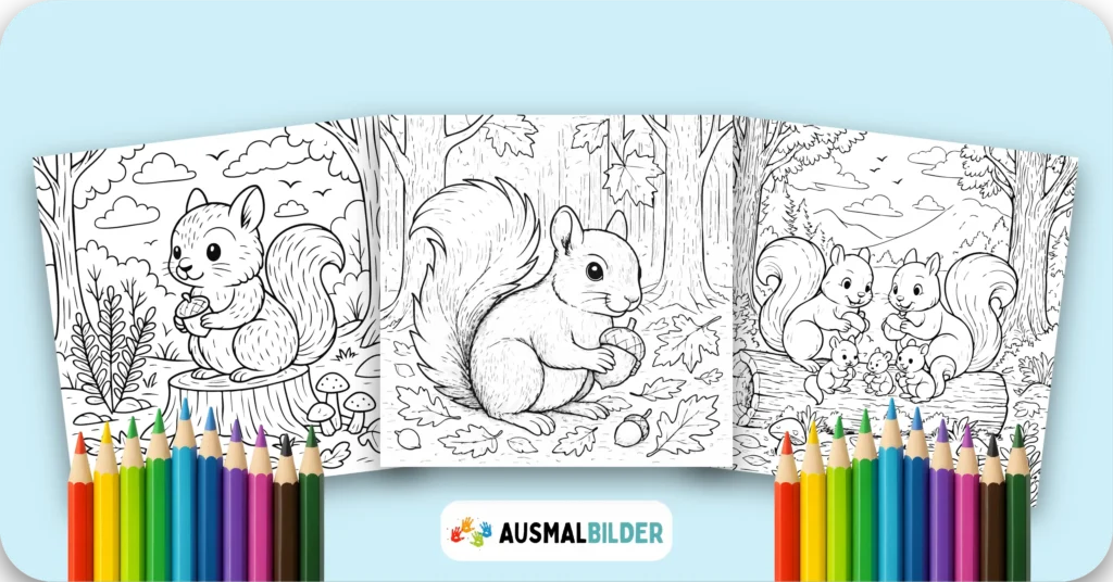 Eichhörnchen Ausmalbilder kostenlose Malvorlagen zum Ausdrucken für Kinder und Erwachsene