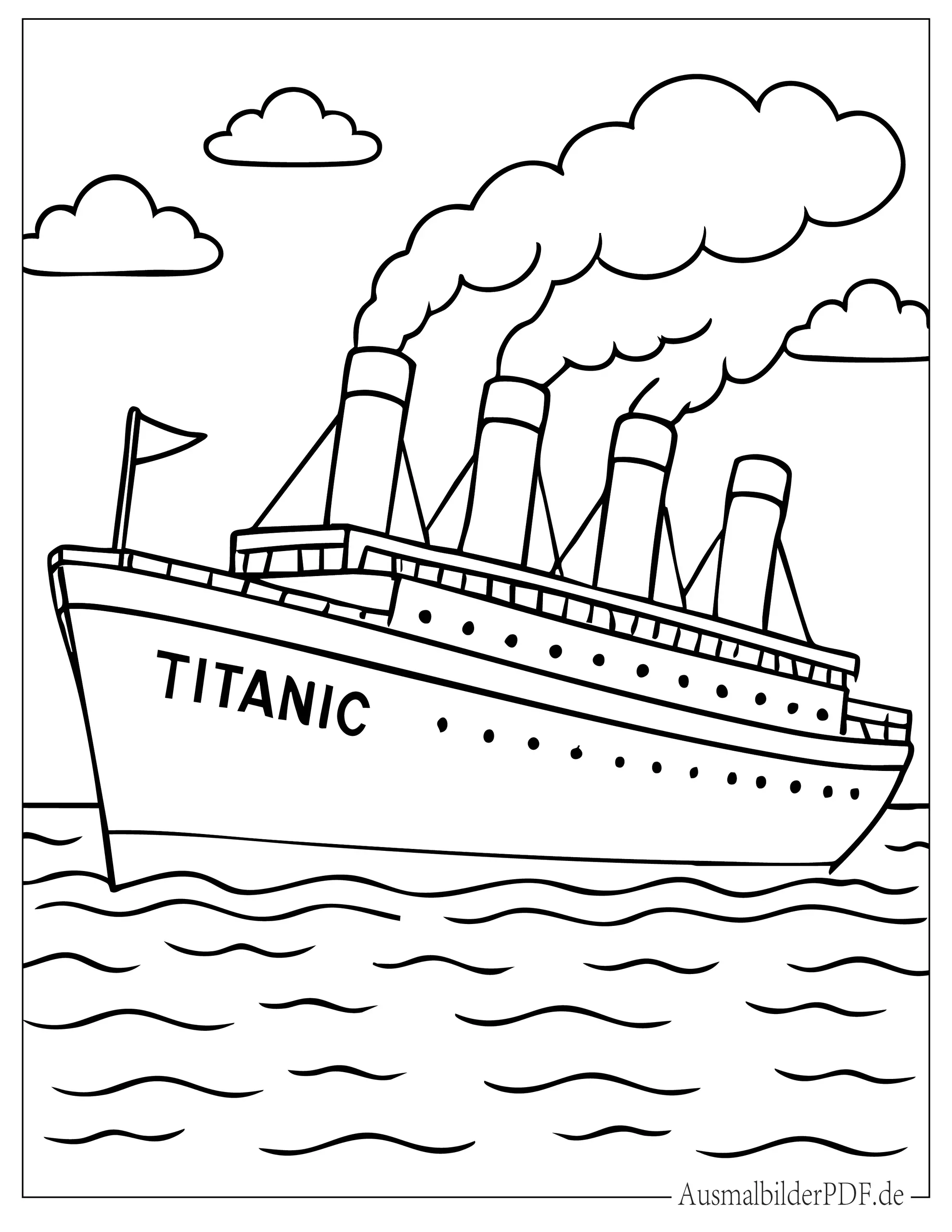Einfach Titanic Schiff Malvorlage für Kinder